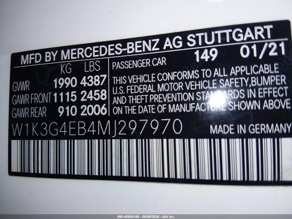 W1K3G4EB4MJ297970 2021 MERCEDES-BENZ A 220 photo no. 9