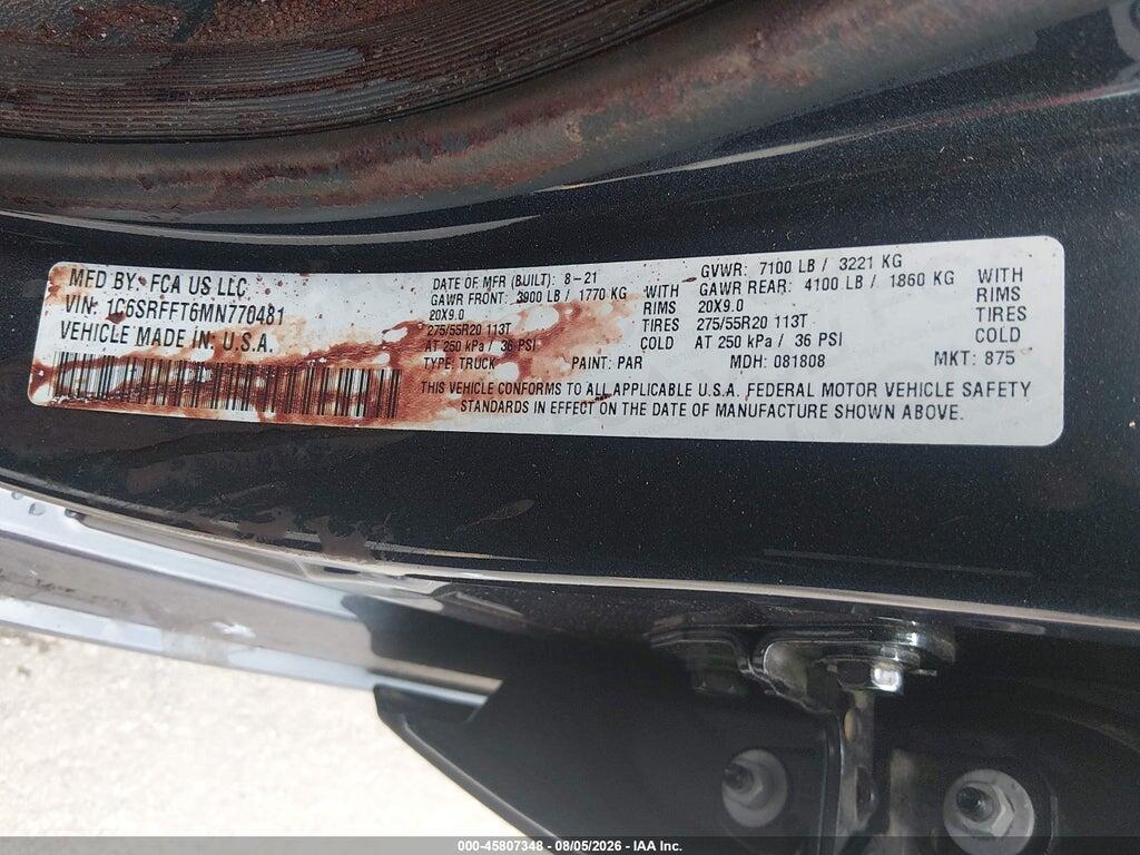 1C6SRFFT6MN770481 2021 RAM 1500 photo no. 9