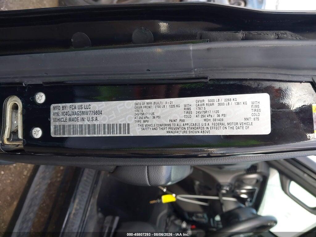 1C4GJXAG5MW779804 2021 JEEP WRANGLER photo no. 9