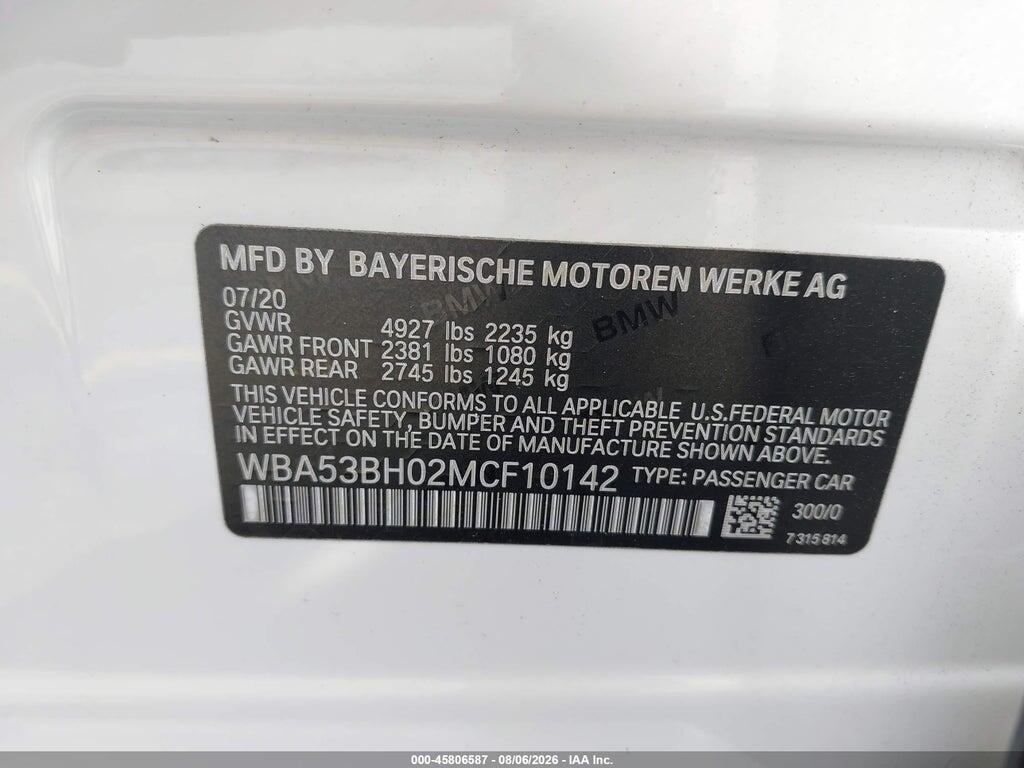 WBA53BH02MCF10142 2021 BMW 530I photo no. 9