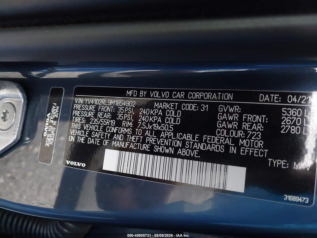 YV4102RL9M1854902 2021 VOLVO XC60 photo no. 9