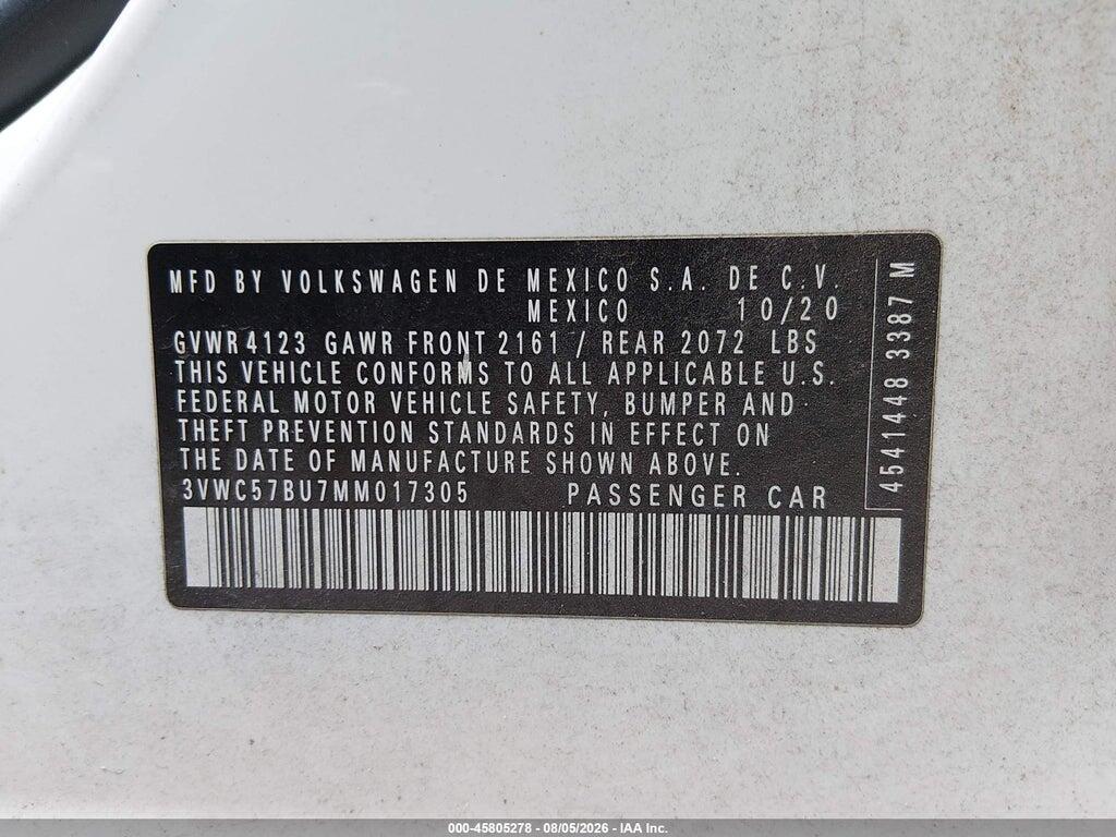 3VWC57BU7MM017305 2021 VOLKSWAGEN JETTA photo no. 9