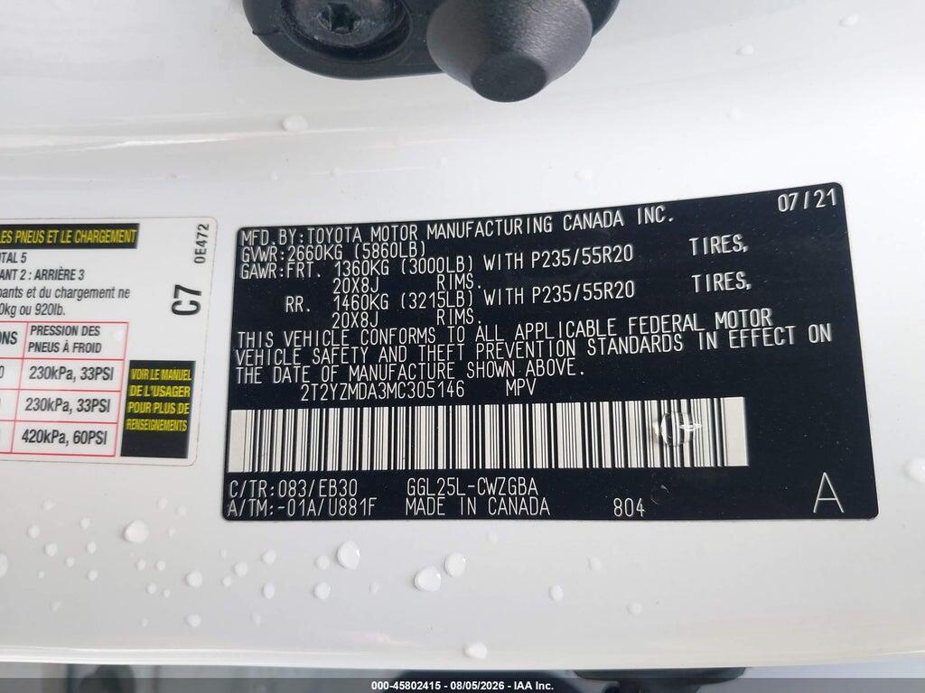 2T2YZMDA3MC305146 2021 LEXUS RX 350 photo no. 9