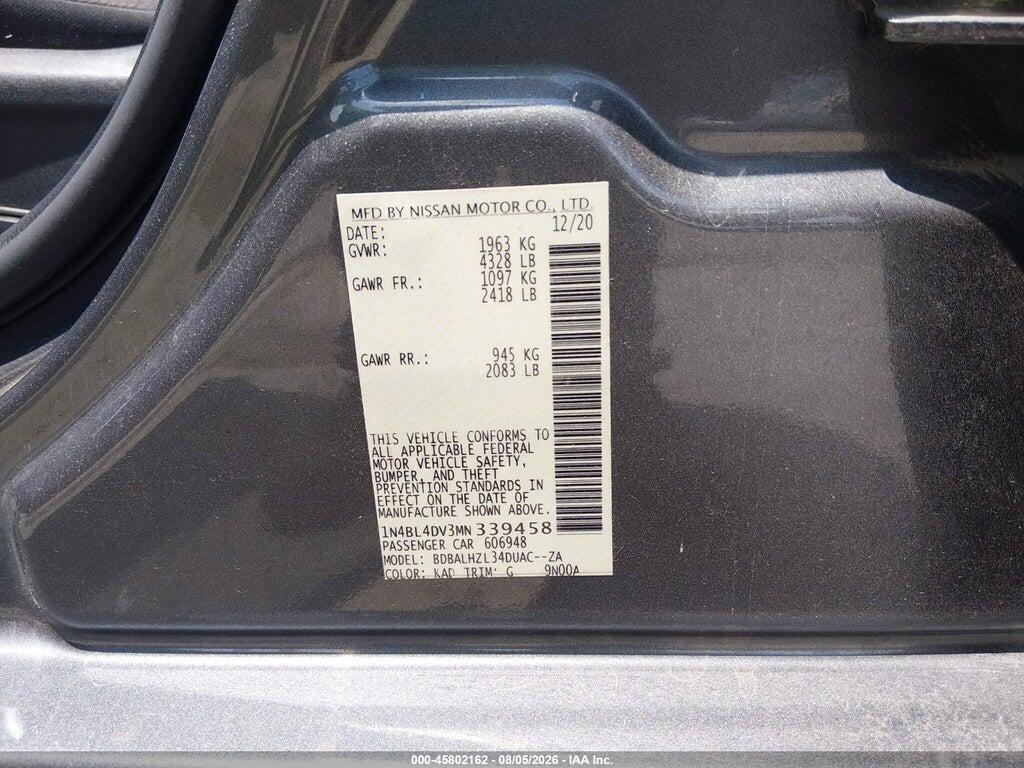 1N4BL4DV3MN339458 2021 NISSAN ALTIMA photo no. 9
