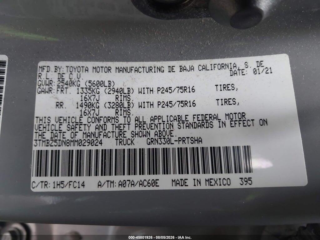 3TMBZ5DN8MM029024 2021 TOYOTA TACOMA photo no. 9