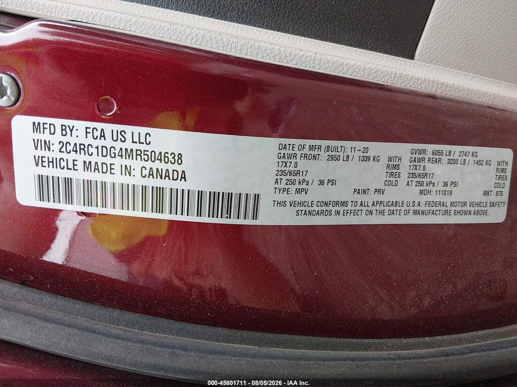 2C4RC1DG4MR504638 2021 CHRYSLER VOYAGER photo no. 9