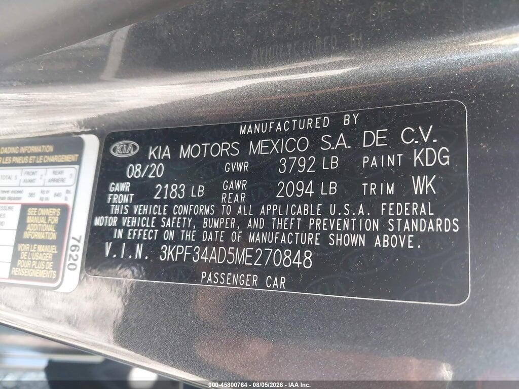 3KPF34AD5ME270848 2021 KIA FORTE photo no. 8