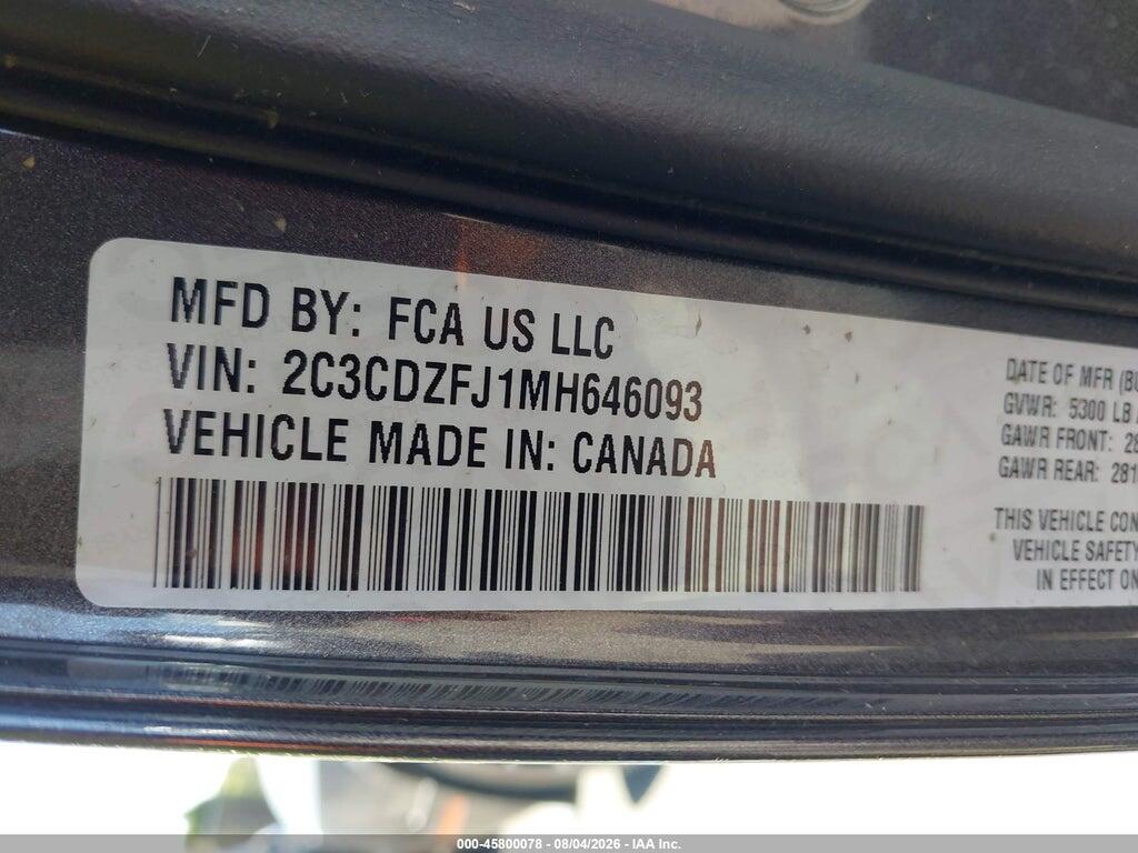 2C3CDZFJ1MH646093 2021 DODGE CHALLENGER photo no. 9