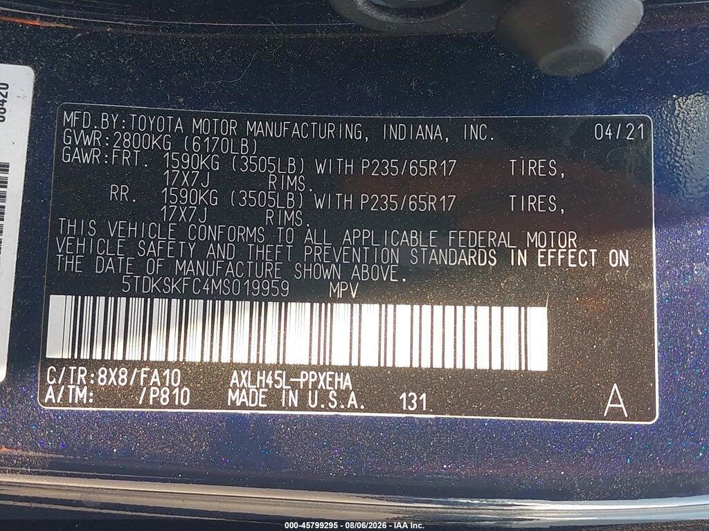 5TDKSKFC4MS019959 2021 TOYOTA SIENNA photo no. 9