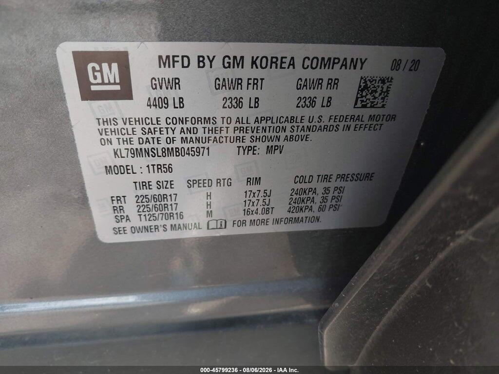 KL79MNSL8MB045971 2021 CHEVROLET TRAILBLAZER photo no. 9