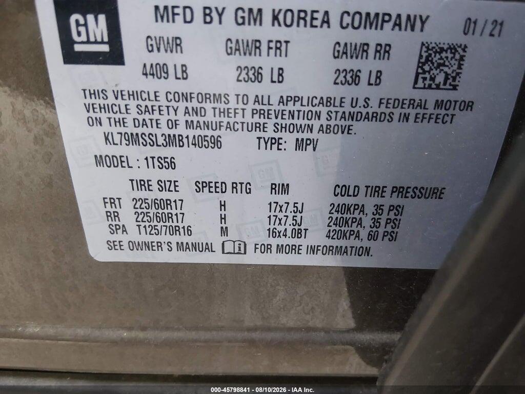 KL79MSSL3MB140596 2021 CHEVROLET TRAILBLAZER photo no. 9