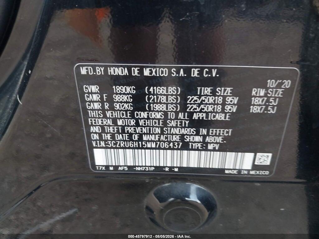 3CZRU6H15MM706437 2021 HONDA HR-V photo no. 9