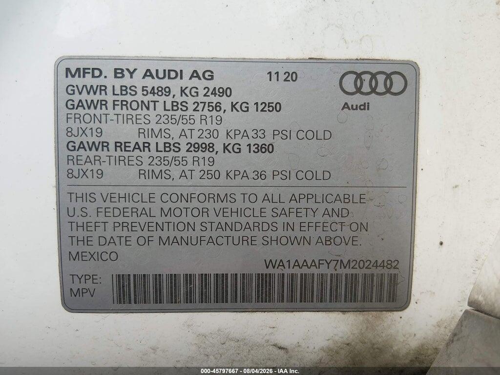 WA1AAAFY7M2024482 2021 AUDI Q5 photo no. 9