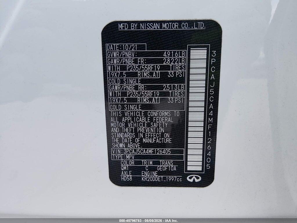 3PCAJ5CA4MF126405 2021 INFINITI QX50 photo no. 9