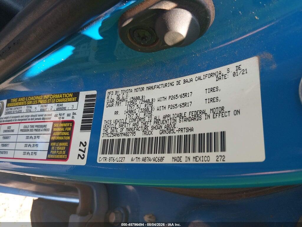 3TMCZ5AN6MM402795 2021 TOYOTA TACOMA photo no. 9