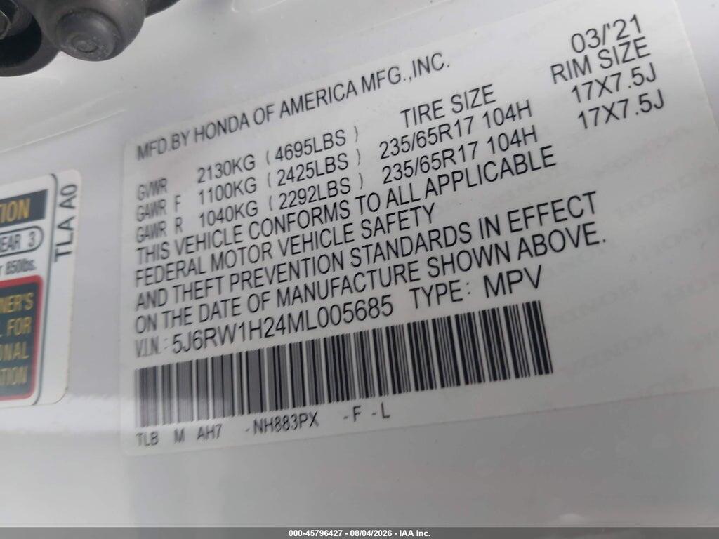 5J6RW1H24ML005685 2021 HONDA CR-V photo no. 9