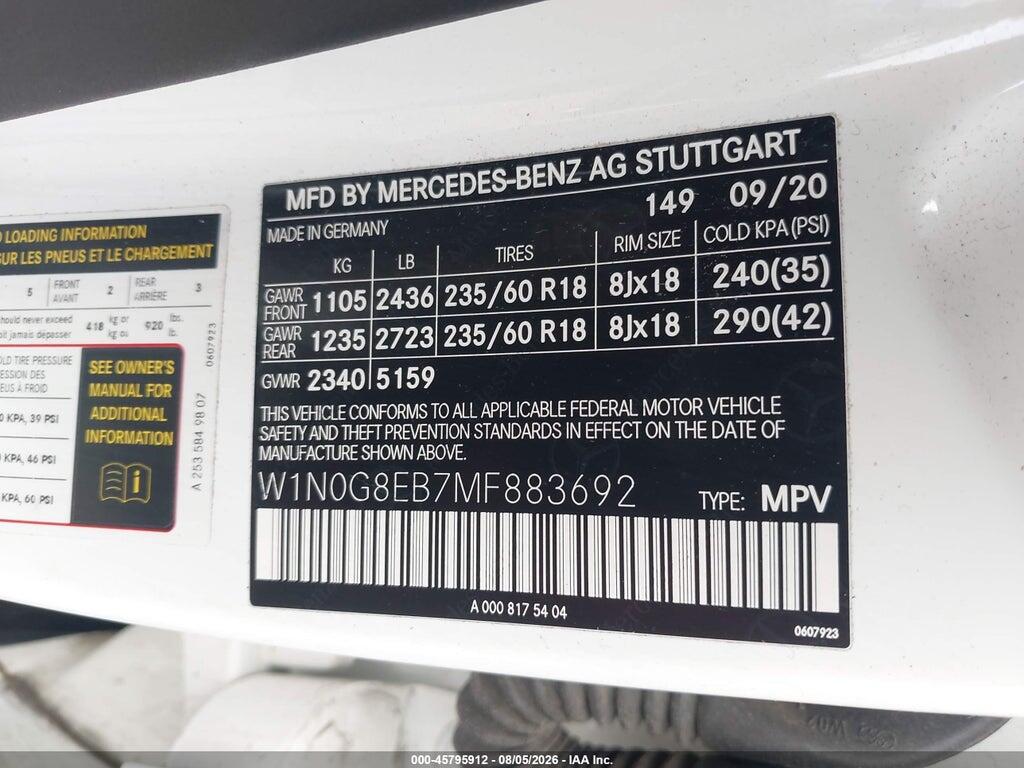 W1N0G8EB7MF883692 2021 MERCEDES-BENZ GLC 300 photo no. 9