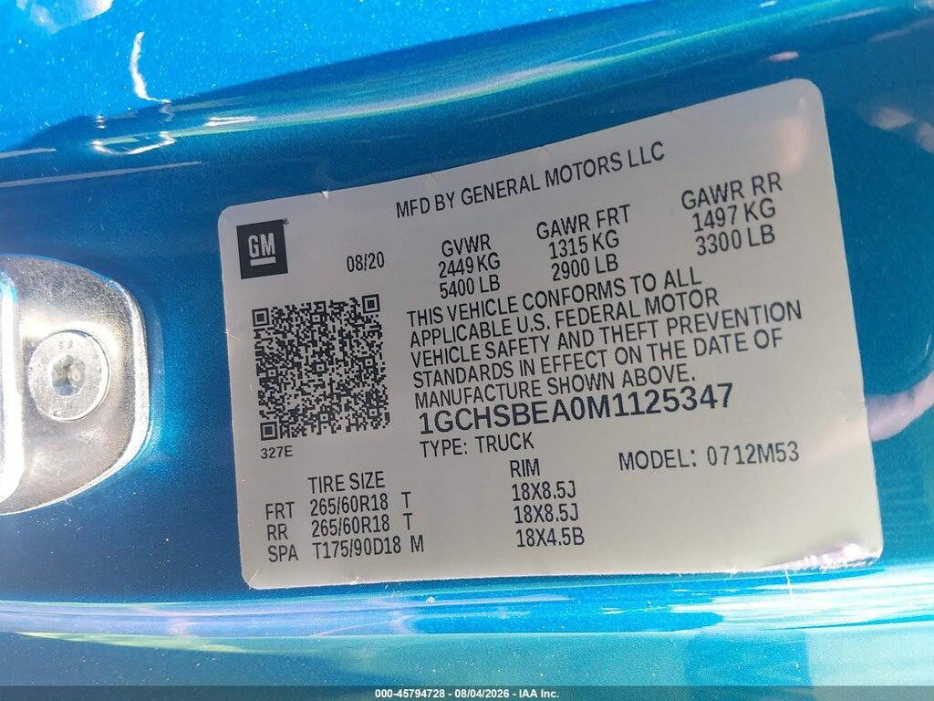1GCHSBEA0M1125347 2021 CHEVROLET COLORADO photo no. 9