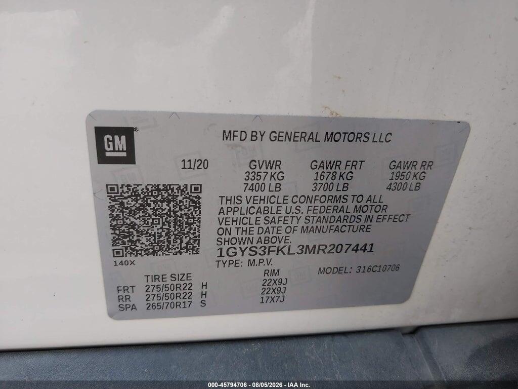1GYS3FKL3MR207441 2021 CADILLAC ESCALADE photo no. 9