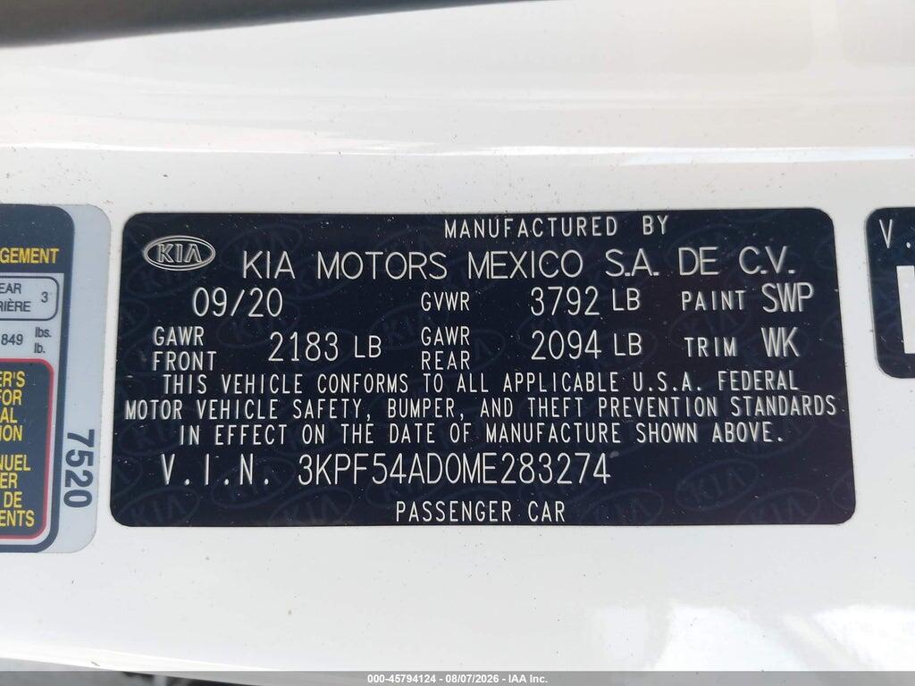 3KPF54AD0ME283274 2021 KIA FORTE photo no. 9