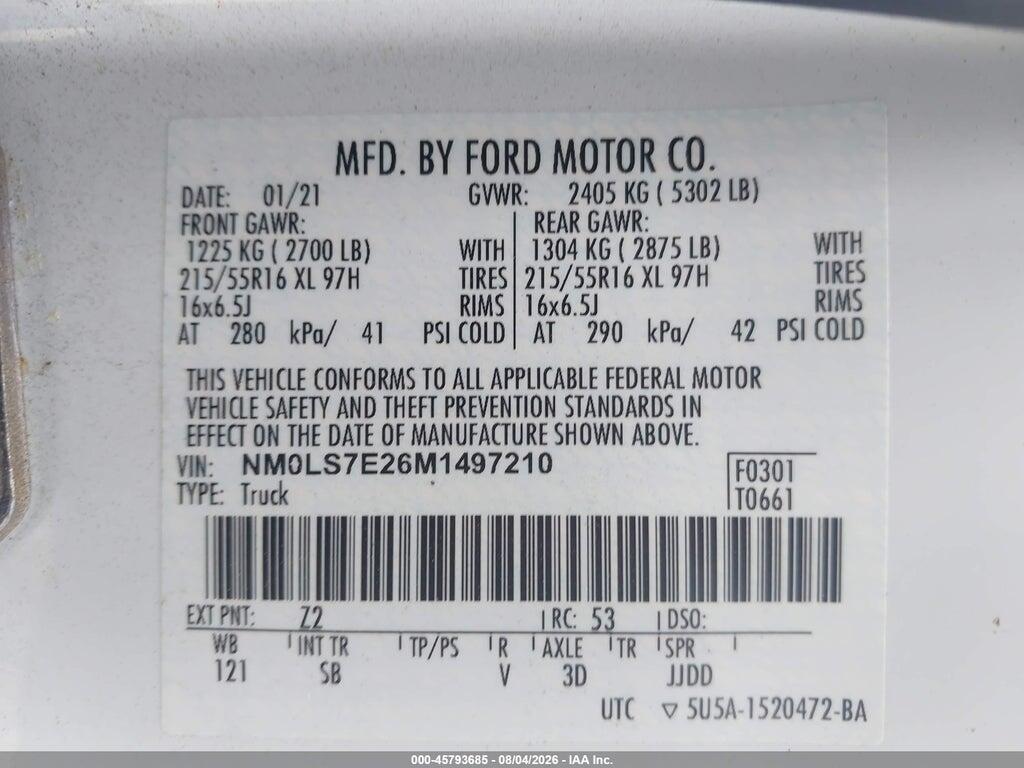 NM0LS7E26M1497210 2021 FORD TRANSIT CONNECT photo no. 4