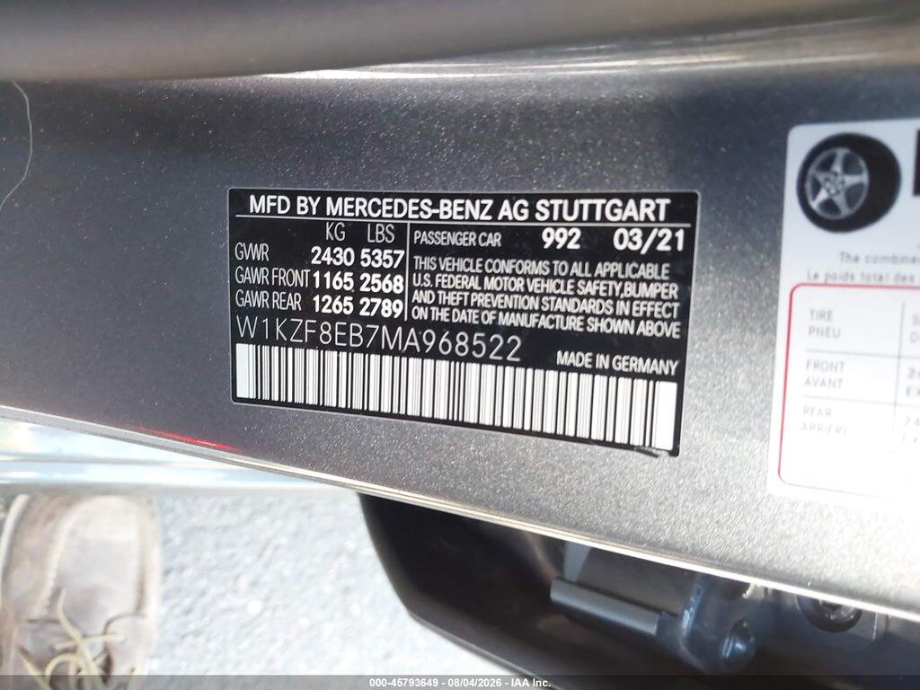 W1KZF8EB7MA968522 2021 MERCEDES-BENZ E 350 photo no. 9