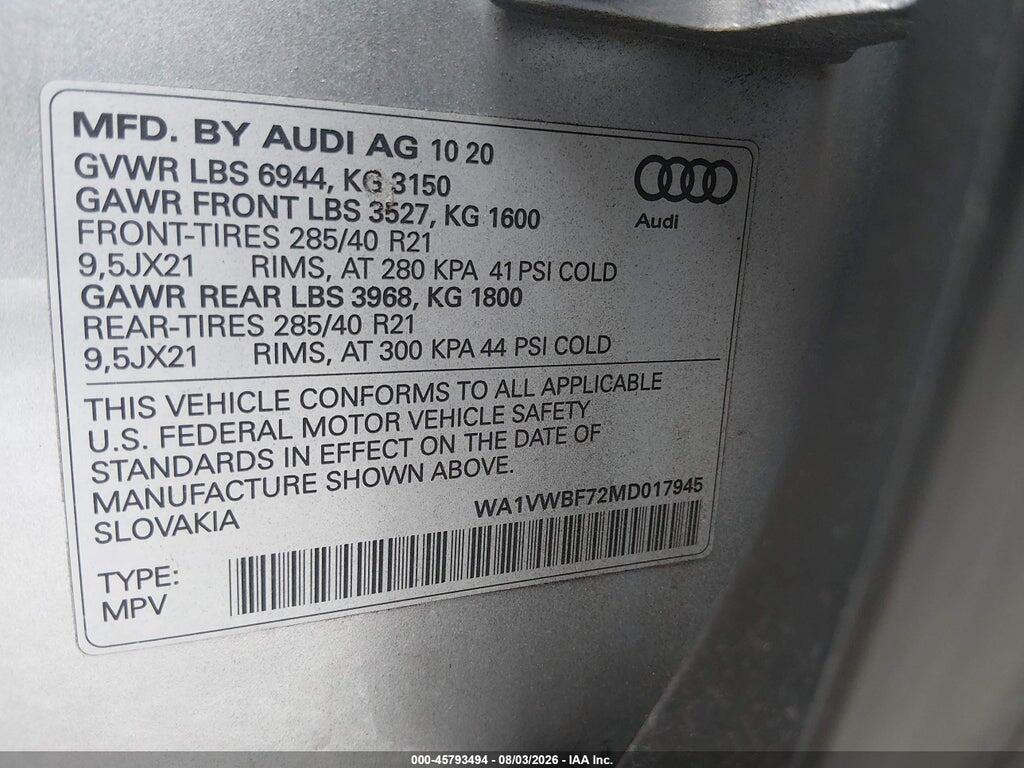 WA1VWBF72MD017945 2021 AUDI SQ7 photo no. 9