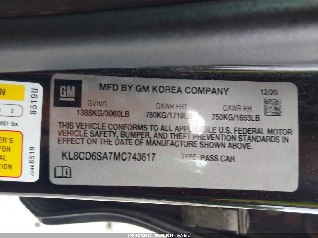 KL8CD6SA7MC743617 2021 CHEVROLET SPARK photo no. 9
