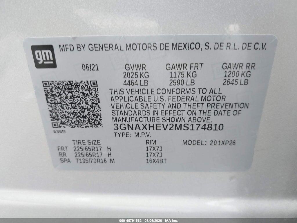 3GNAXHEV2MS174810 2021 CHEVROLET EQUINOX photo no. 9
