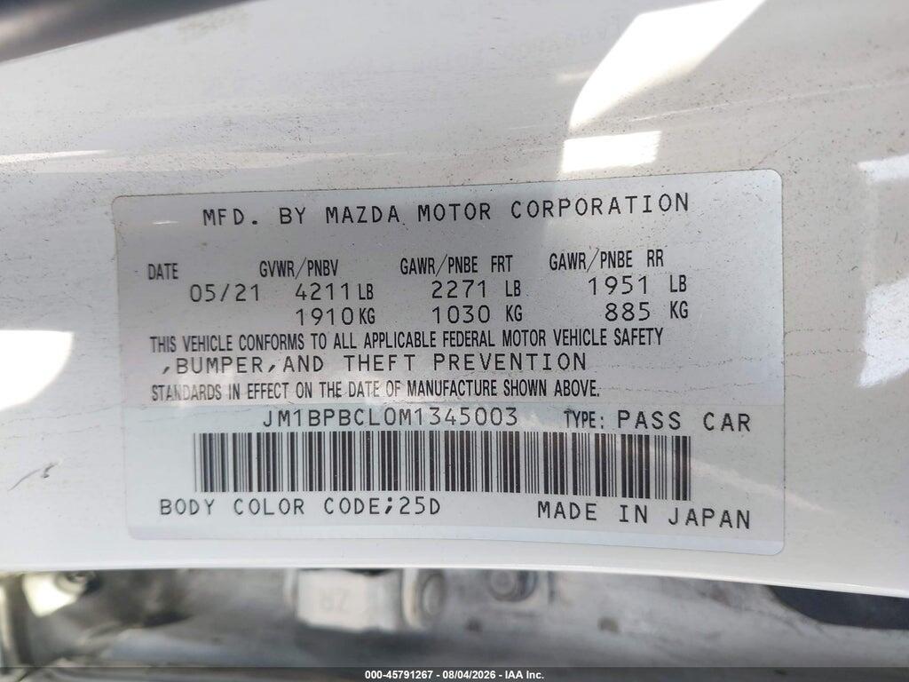 JM1BPBCL0M1345003 2021 MAZDA MAZDA3 photo no. 9