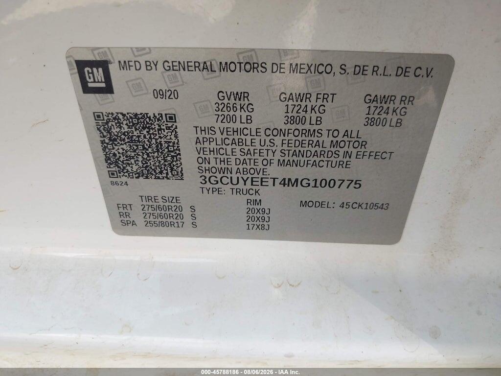 3GCUYEET4MG100775 2021 CHEVROLET SILVERADO 1500 photo no. 9