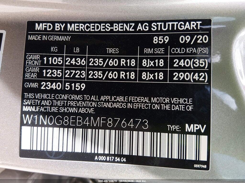 W1N0G8EB4MF876473 2021 MERCEDES-BENZ GLC 300 photo no. 9