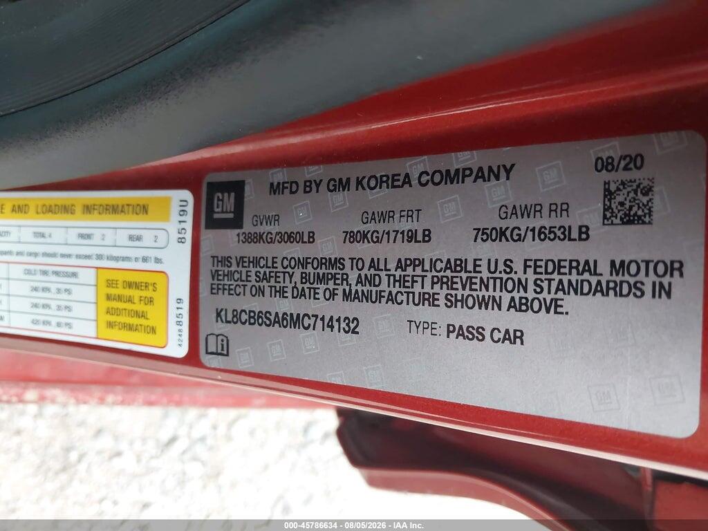 KL8CB6SA6MC714132 2021 CHEVROLET SPARK photo no. 9
