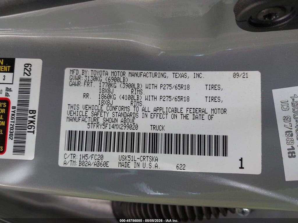 5TFRY5F14MX299020 2021 TOYOTA TUNDRA photo no. 9