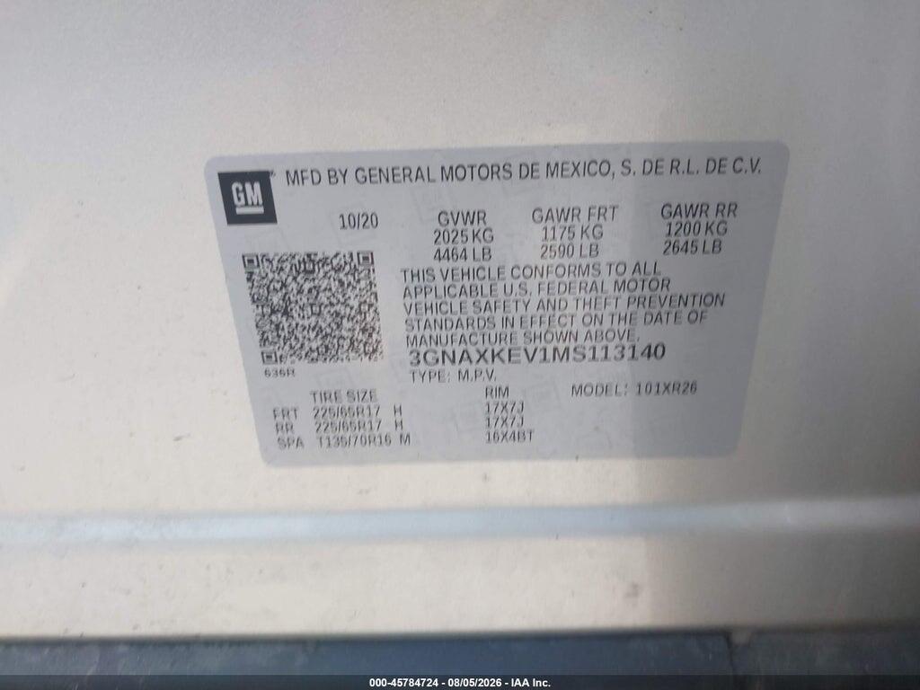 3GNAXKEV1MS113140 2021 CHEVROLET EQUINOX photo no. 9