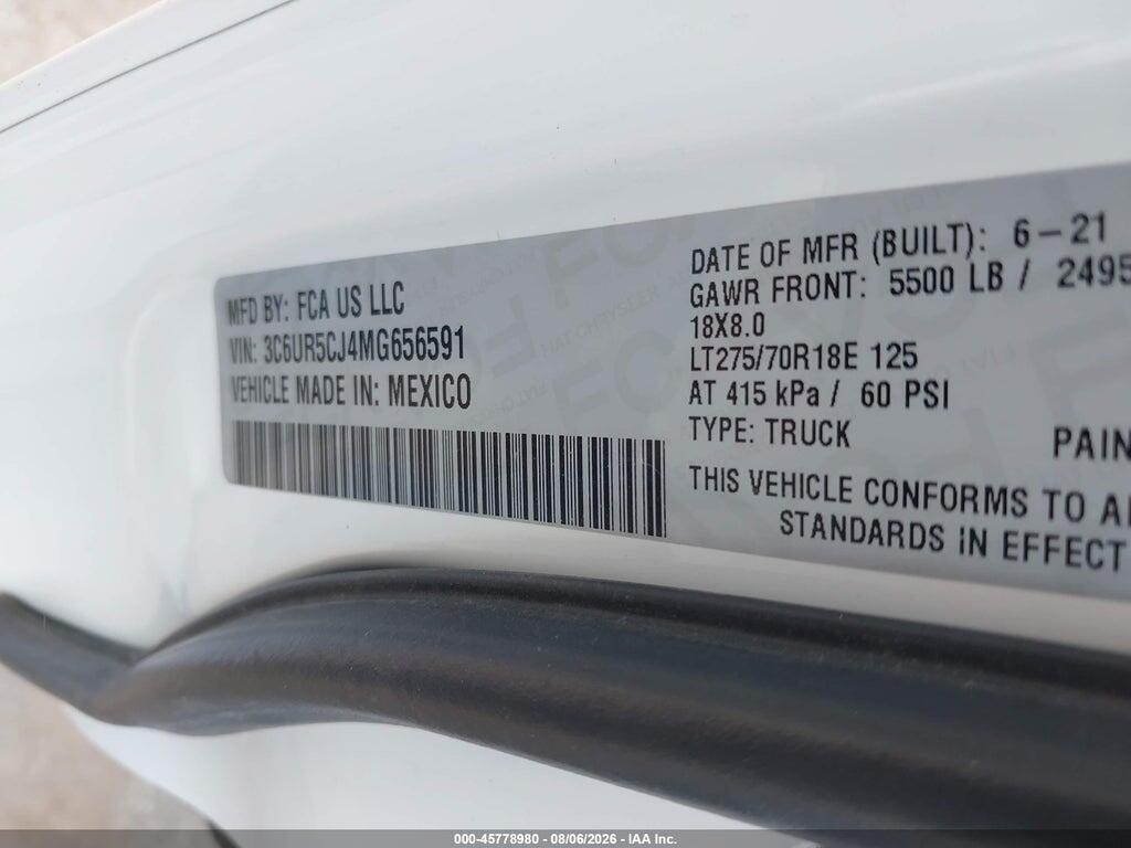 3C6UR5CJ4MG656591 2021 RAM 2500 photo no. 9
