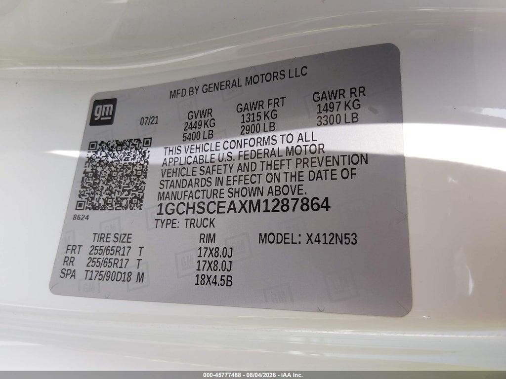 1GCHSCEAXM1287864 2021 CHEVROLET COLORADO photo no. 9