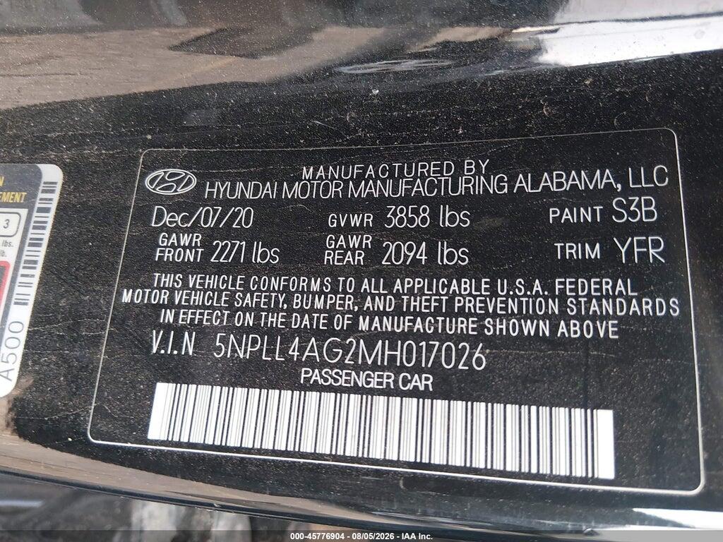5NPLL4AG2MH017026 2021 HYUNDAI ELANTRA photo no. 9