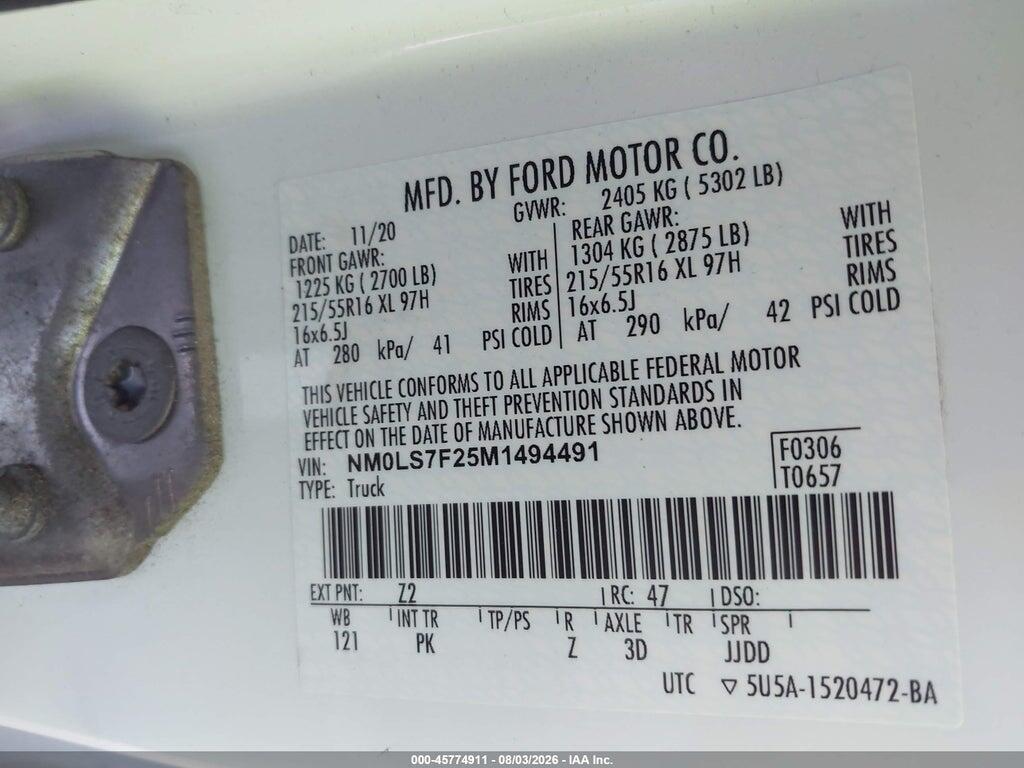 NM0LS7F25M1494491 2021 FORD TRANSIT CONNECT photo no. 9