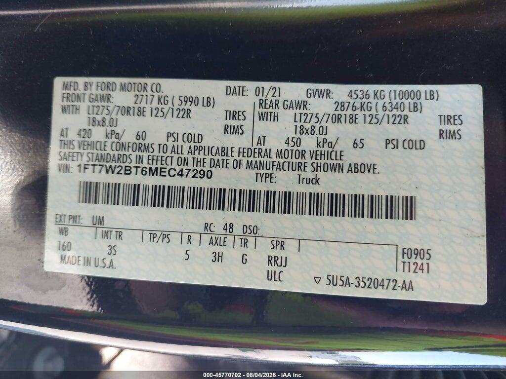 1FT7W2BT6MEC47290 2021 FORD F-250 photo no. 9
