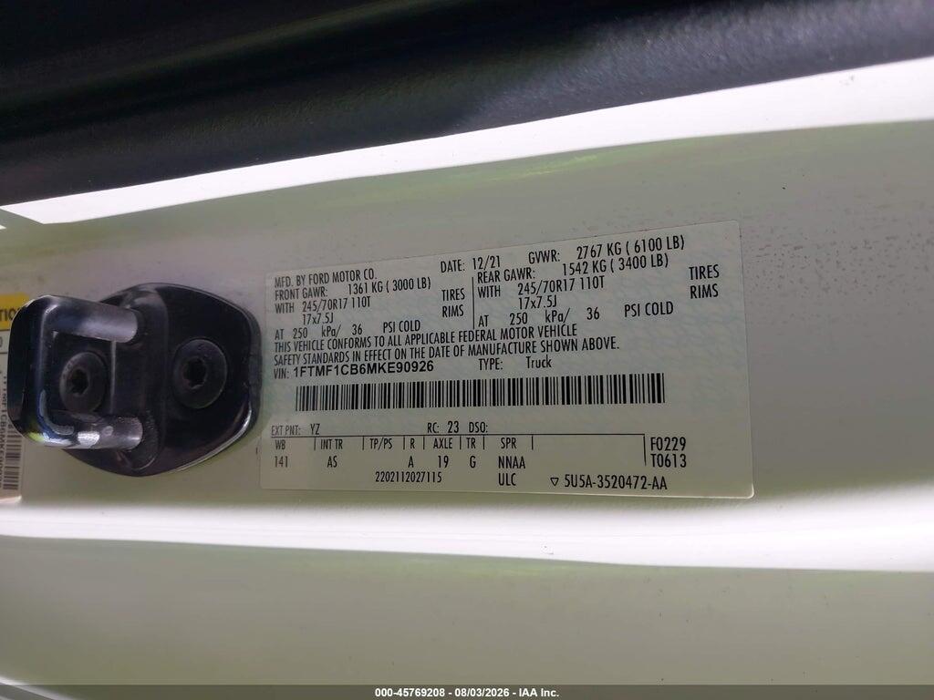 1FTMF1CB6MKE90926 2021 FORD F-150 photo no. 9