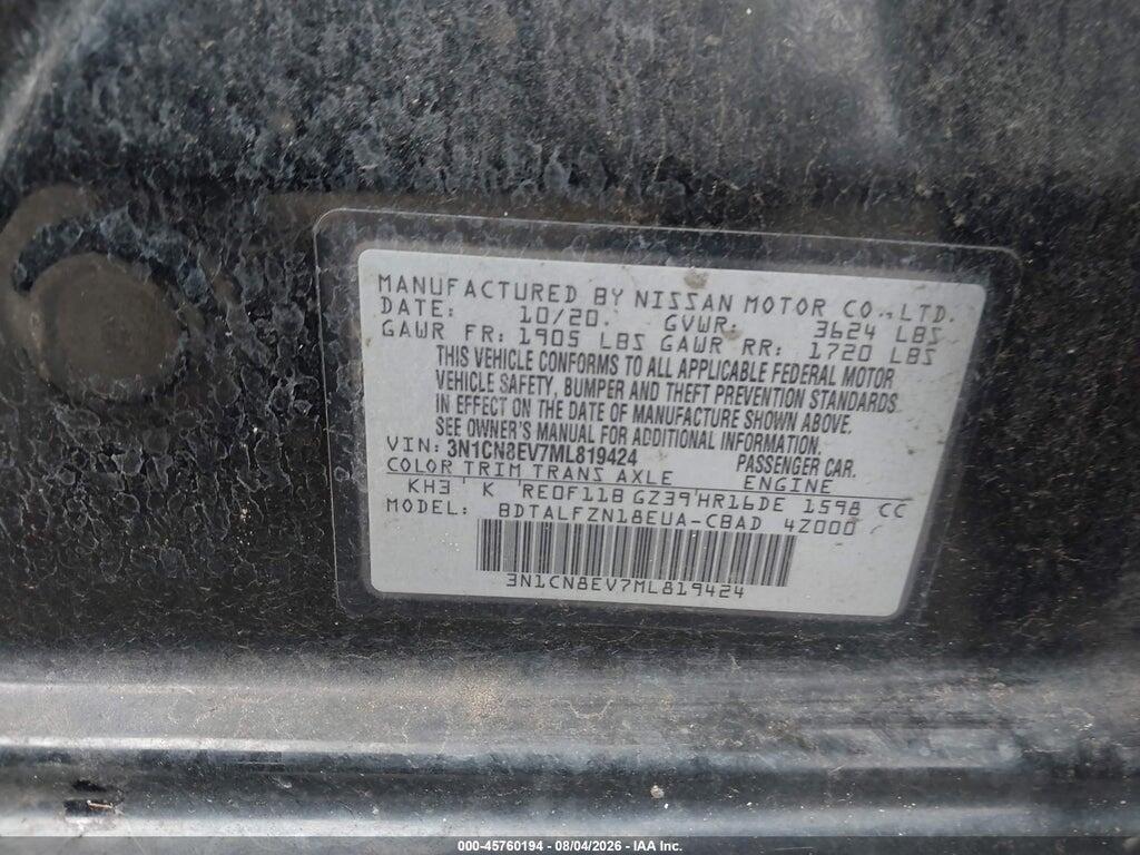 3N1CN8EV7ML819424 2021 NISSAN VERSA photo no. 9