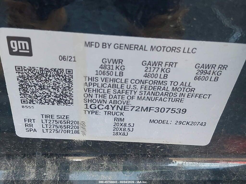 1GC4YNE72MF307539 2021 CHEVROLET SILVERADO 2500HD photo no. 8