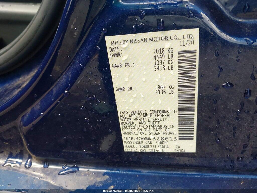 1N4BL4CW8MN328613 2021 NISSAN ALTIMA photo no. 9