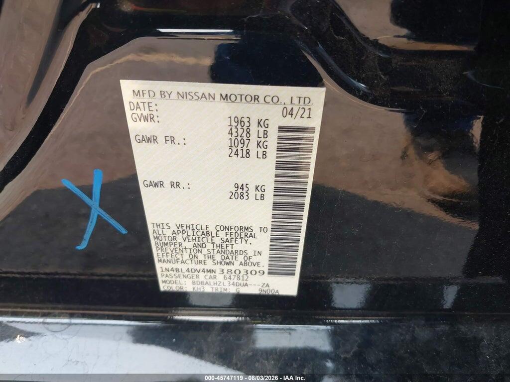 1N4BL4DV4MN380309 2021 NISSAN ALTIMA photo no. 9