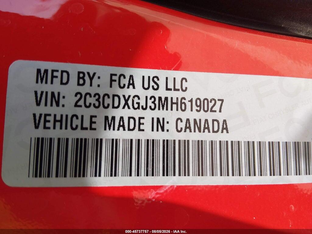 2C3CDXGJ3MH619027 2021 DODGE CHARGER photo no. 9