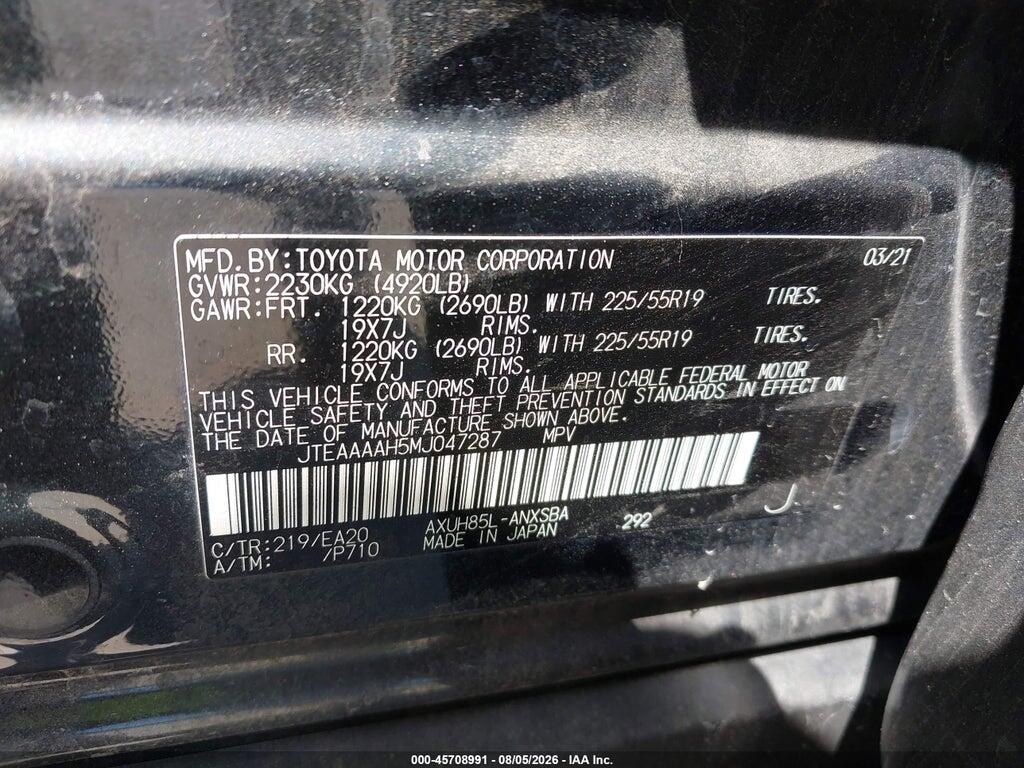 JTEAAAAH5MJ047287 2021 TOYOTA VENZA photo no. 9