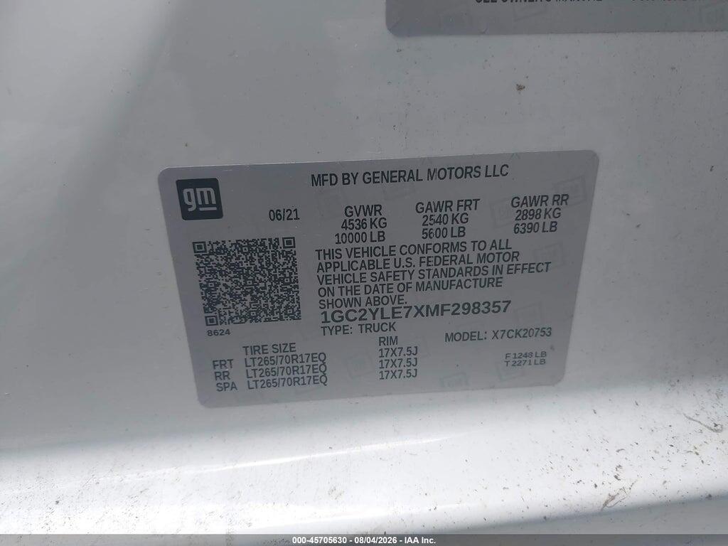 1GC2YLE7XMF298357 2021 CHEVROLET SILVERADO 2500HD photo no. 9