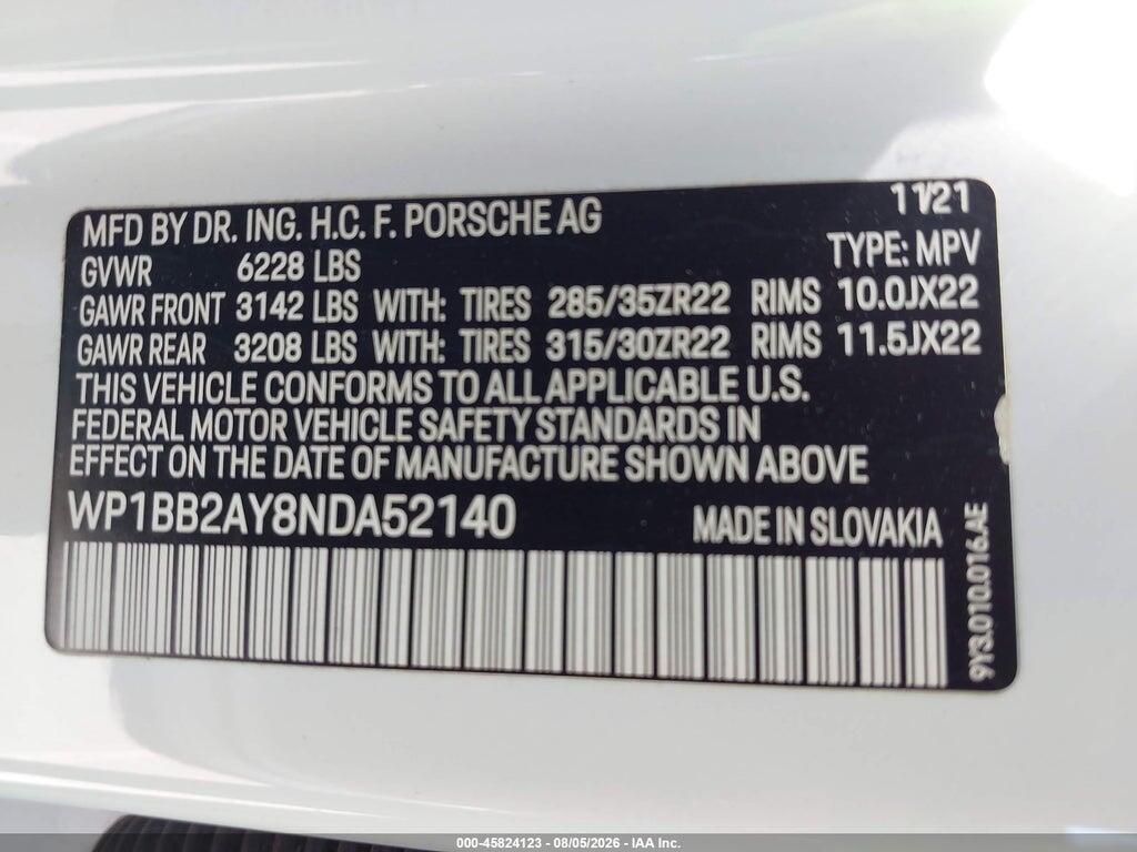 WP1BB2AY8NDA52140 2022 PORSCHE CAYENNE COUPE photo no. 9