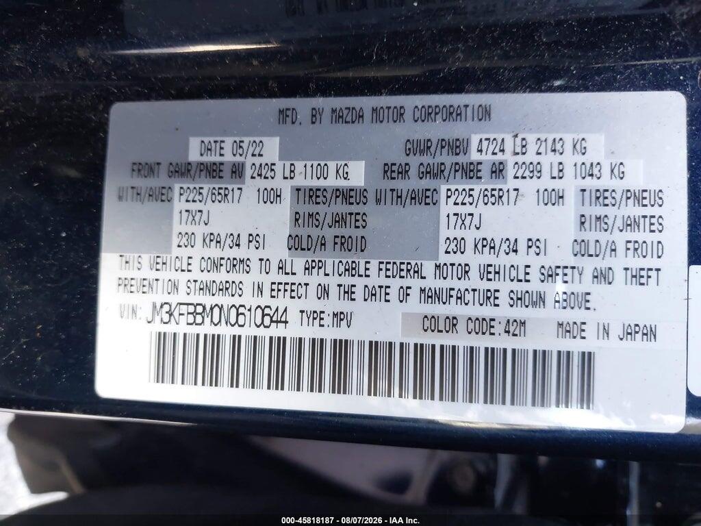 JM3KFBBM0N0610644 2022 MAZDA CX-5 photo no. 9